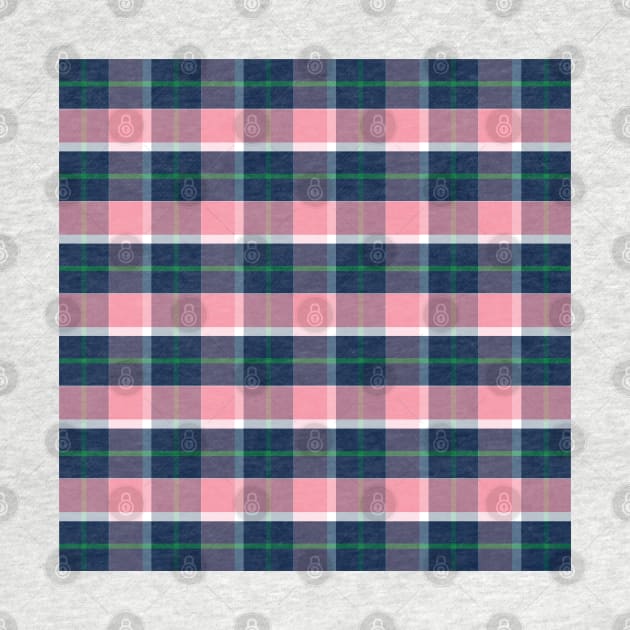 Pink, Navy, Green, White Preppy Plaid by PSCSCo